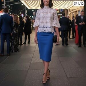 # A252  Nancy  Romantic Vintage classic White  Lace Blouse Sheer  NWT S